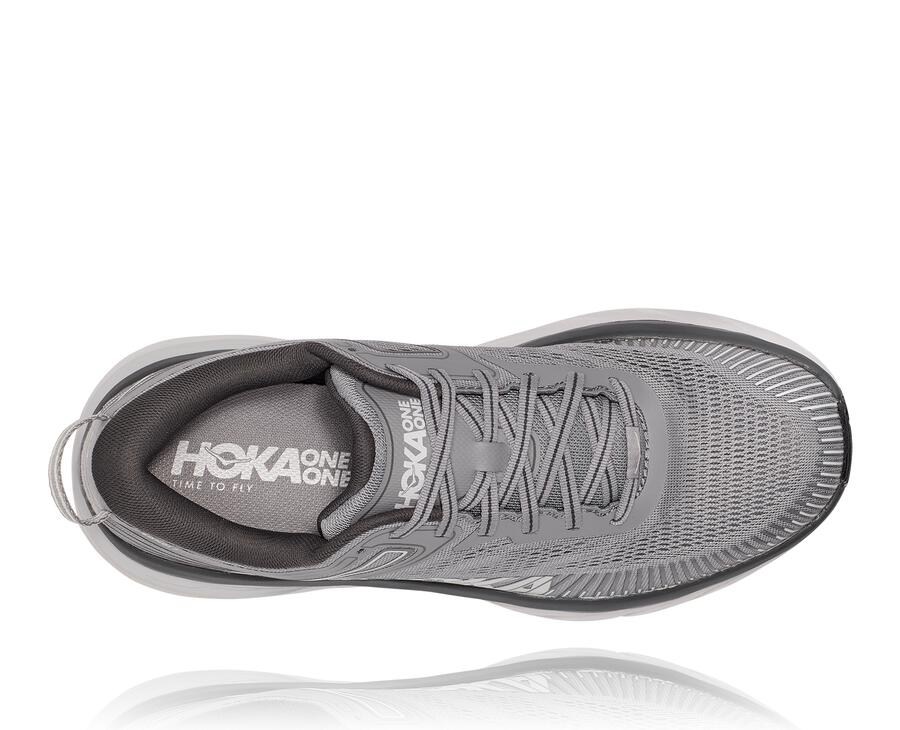 Hoka One One Mens Running Shoes - Bondi 7 - Grey - XAJV48375